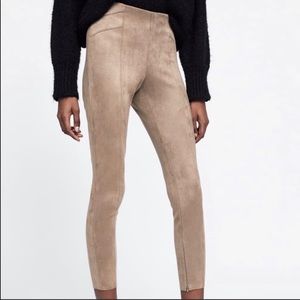 Zara Faux Suede Camel Pants